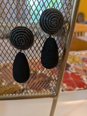 BaubleBar Black Jayna Beaded Drop Earrings (Pierced)